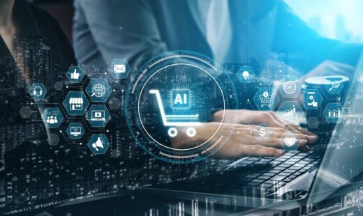 Illustrazione dell'e-commerce e intelligenza artificiale